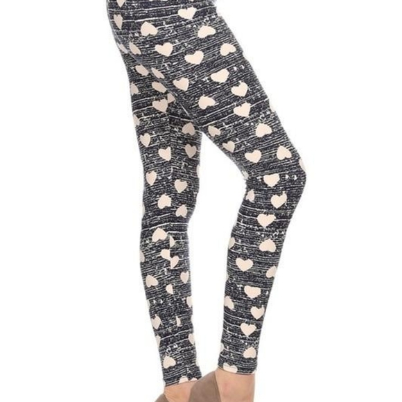 LEGGINGS DEPOT Blue & White Heart Print Full Length Leggings Size 18 NWT - Picture 3 of 5